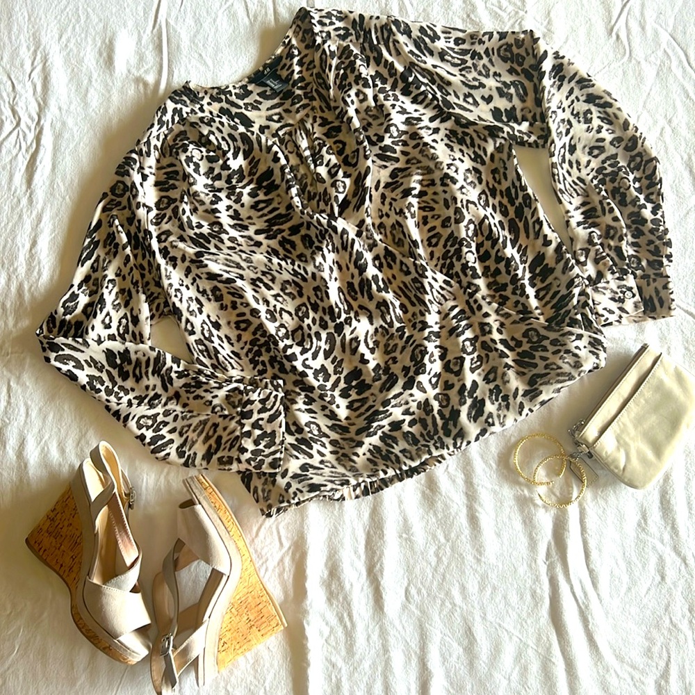 H&M Animal Print Wrap Front Blouse - sz 12